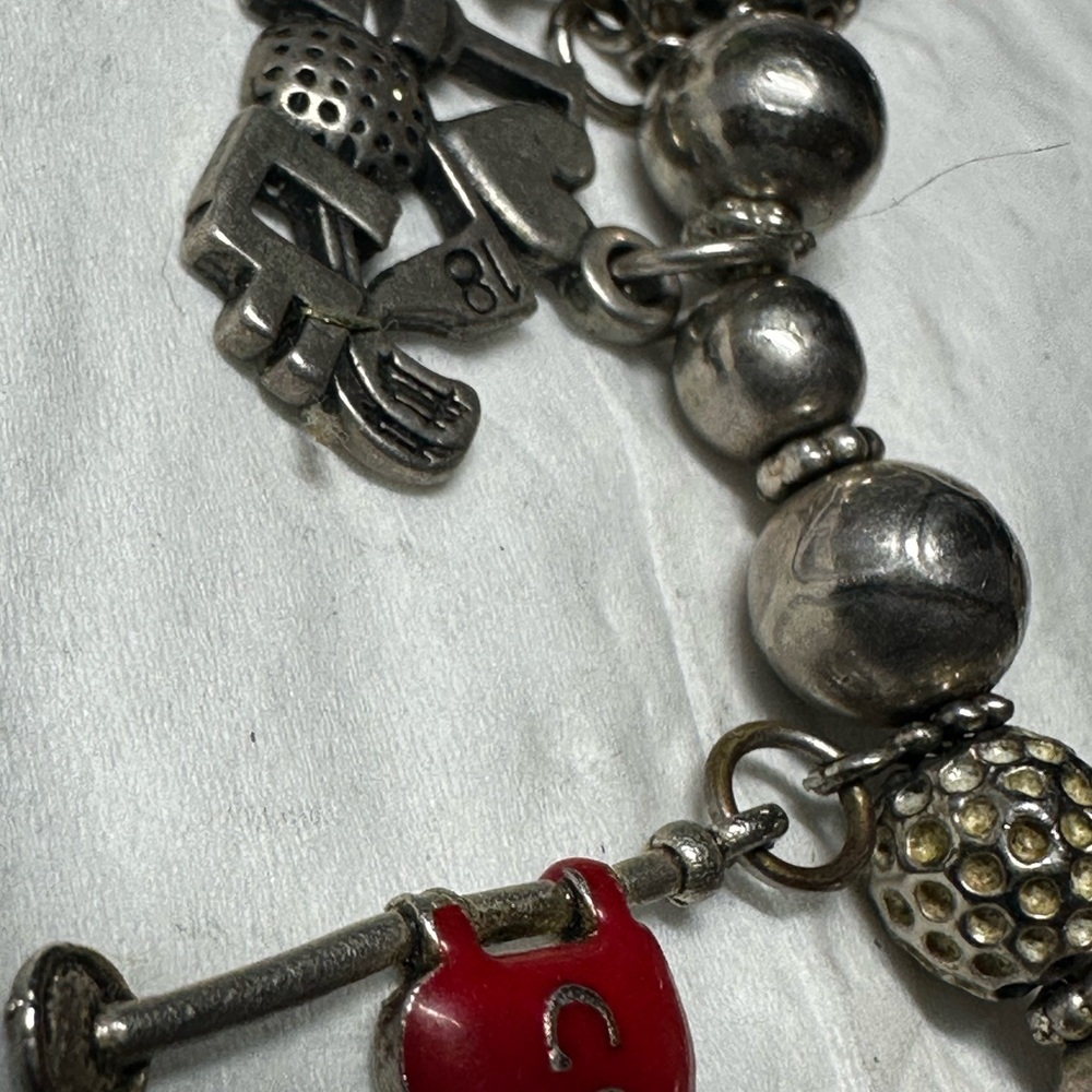 Vintage Charming Sterling Silver golf themed Charm Bracelet - Picture 3 of 16